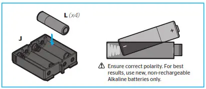 Install 4 AA batteries in the battery pack