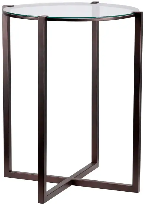 Wrought Studio CK1175402 Appollonia 24 Inch Tall Glass Cross Legs End Table