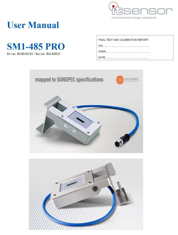 itsensor SM1-485 Pro Digital Solar Meter with External Temperature Probe Input User Manual