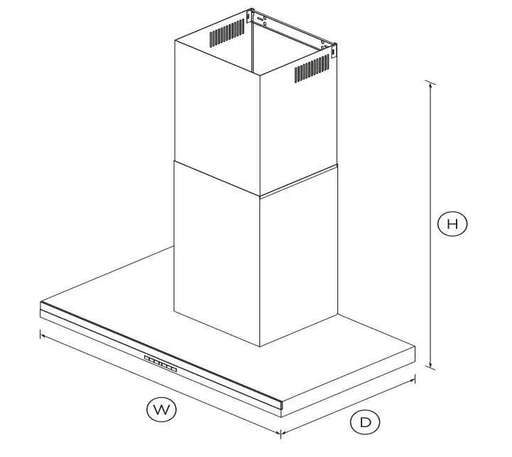 FISHER PAYKEL HC36DTXB2N 36-Inch Wall Range Hood - DIMENSIONS