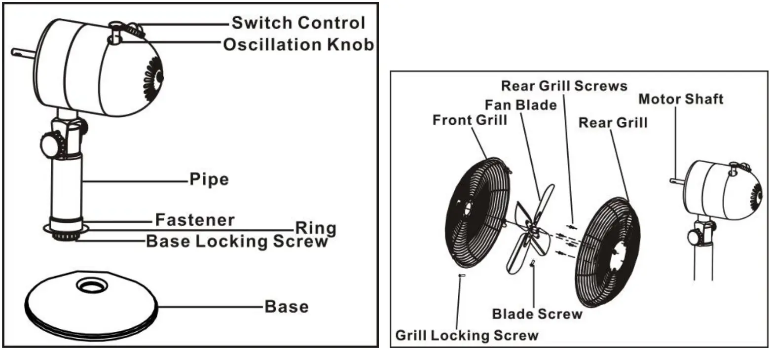 Goldair GCDF190 30cm Matte Black Desk Fan - Assembly