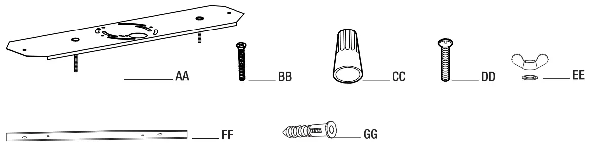 HAMPTON BAY 65133 Rigby 3 Light Matte Black Linear Dining Room Chandelier - hardware