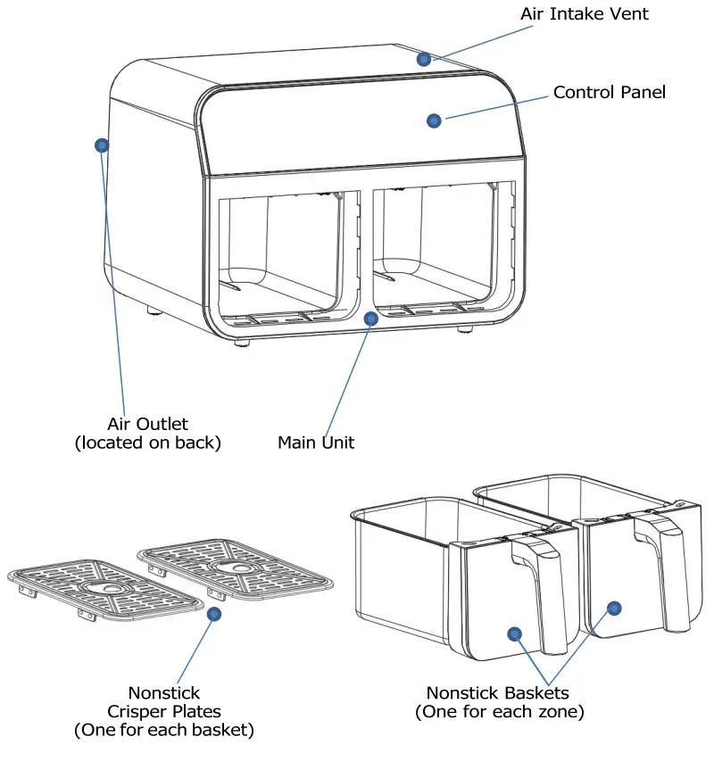 GERMANICA GAF8LDUAL 8L Dual Air Fryer - fig 2