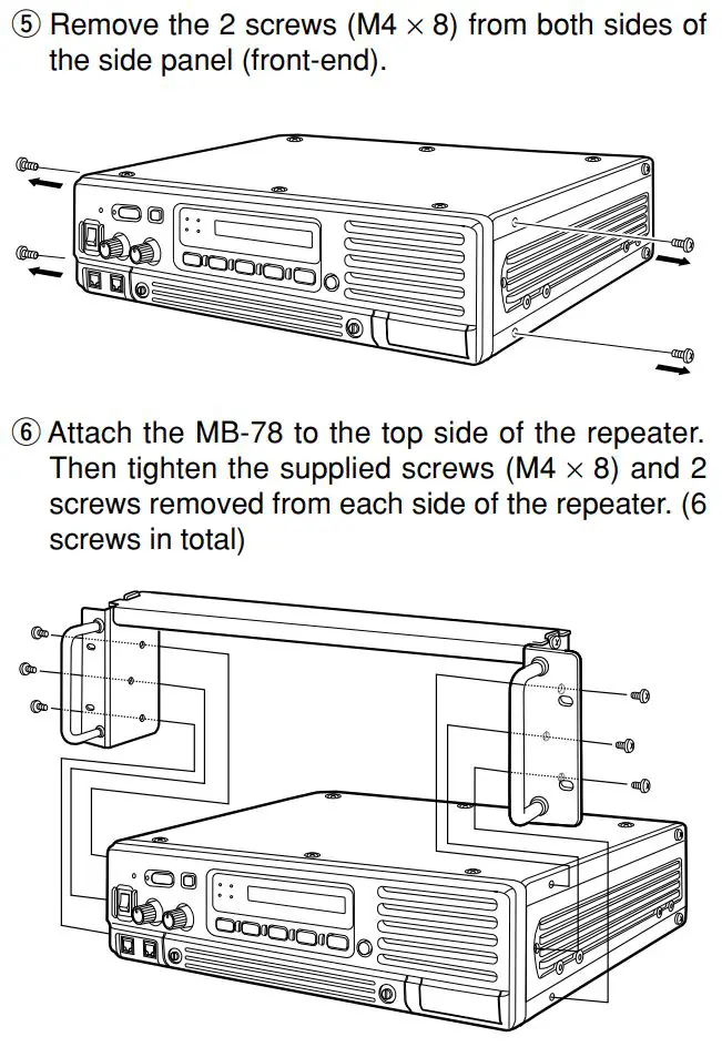 ICOM IC-FR3100 VHF Radio Repeater Instruction Manual - Top side installation