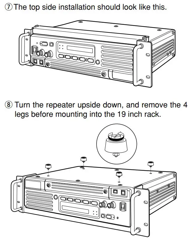 ICOM IC-FR3100 VHF Radio Repeater Instruction Manual - Top side installation