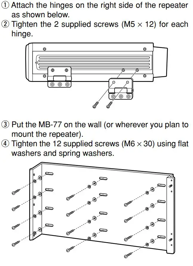 ICOM IC-FR3100 VHF Radio Repeater Instruction Manual - Using the optional MB-77
