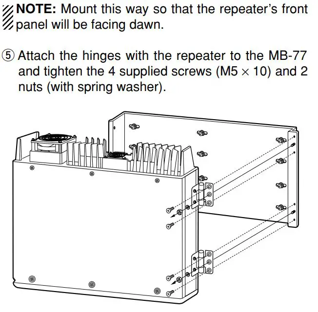 ICOM IC-FR3100 VHF Radio Repeater Instruction Manual - Using the optional MB-77