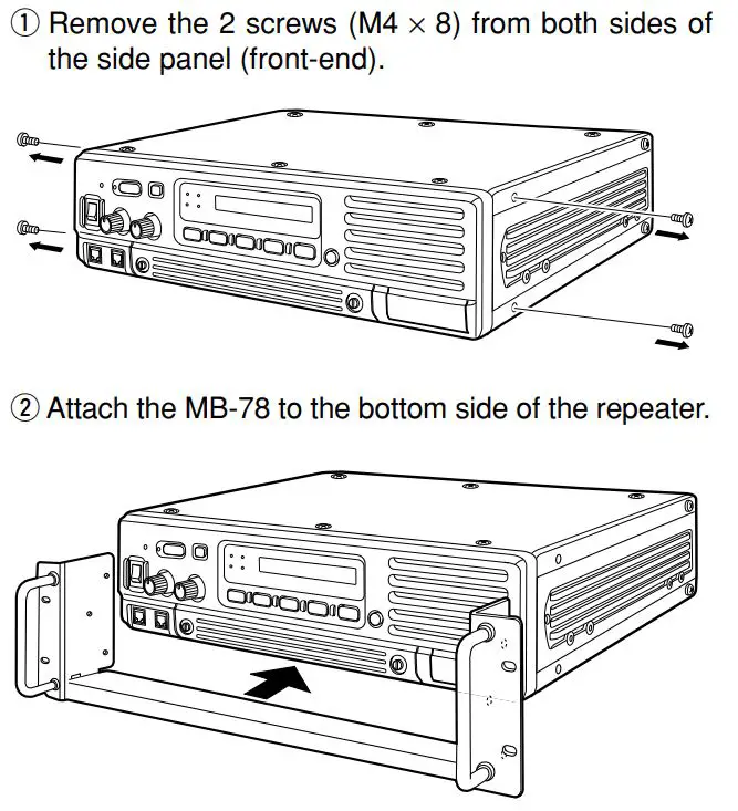 ICOM IC-FR3100 VHF Radio Repeater Instruction Manual - Using the optional MB-78