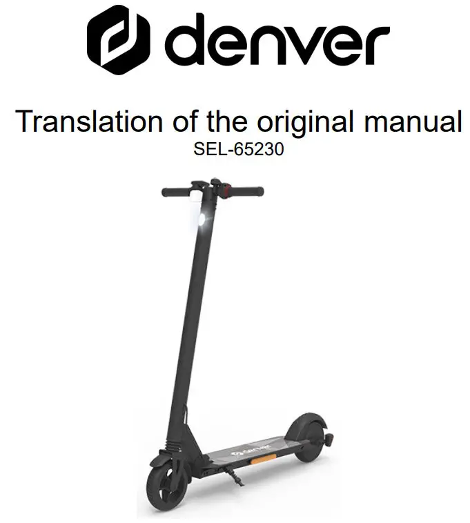 denver SEL-65230 Electric Scooter Instruction Manual