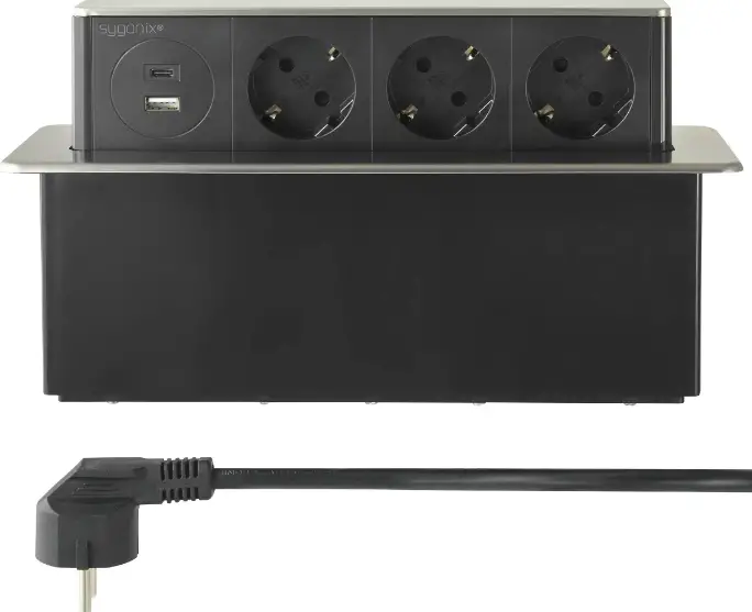 sygonix 2390079 Socket Outlet Built-in power strip Stainless steel,