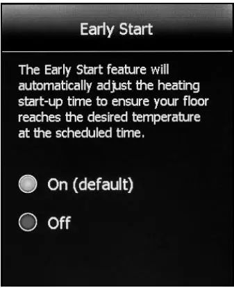 nevent NUHEAT Signature Thermostat User Manual - EARLY START