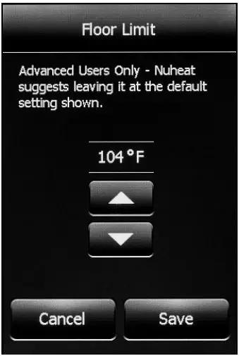 nevent NUHEAT Signature Thermostat User Manual - FLOOR LIMIT