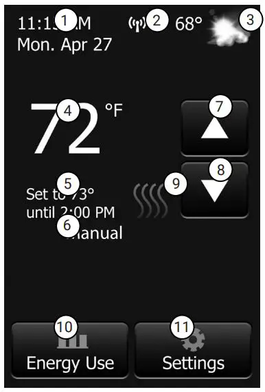 nevent NUHEAT Signature Thermostat User Manual - HOME SCREEN