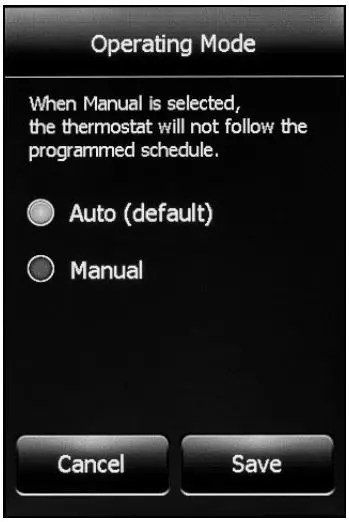 nevent NUHEAT Signature Thermostat User Manual - OPERATING MODE