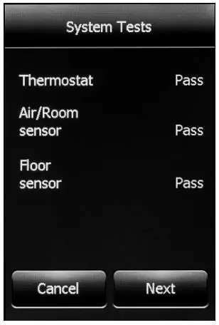 nevent NUHEAT Signature Thermostat User Manual - SYSTEM TESTS