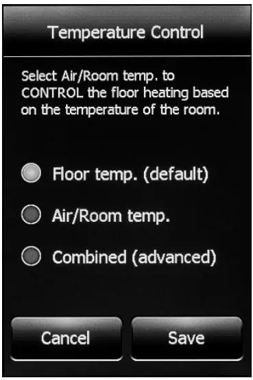 nevent NUHEAT Signature Thermostat User Manual - TEMPERATURE CONTROL