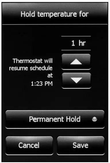 nevent NUHEAT Signature Thermostat User Manual - TEMPORARY BYPASS AND HOLD OPTIONS