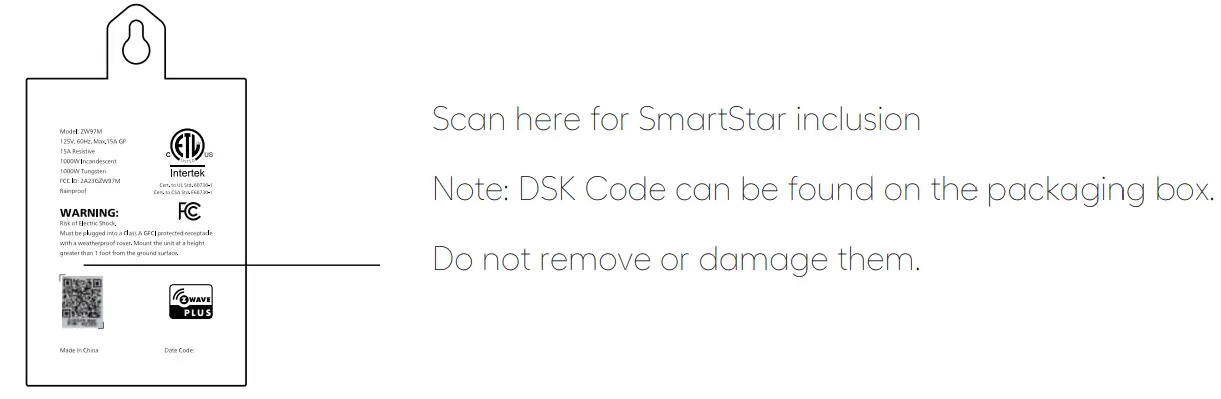 ZW97M Z Wave Outdoor Plug  2 Outlet - QR CODE