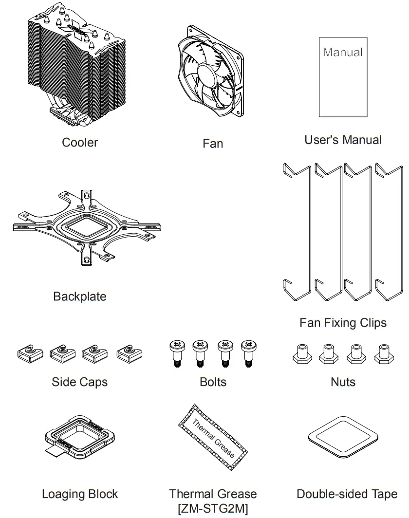 ZALMAN NPS10X Optima II RGB Fan - Common Components