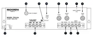 BOGEN TPU15A Telephone Paging Amplifier - Front Panel