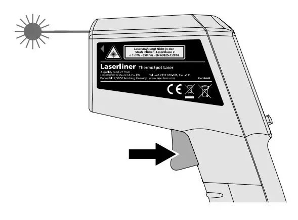 Laserliner ThermoSpot Laser - For continuous measurement activate the laser