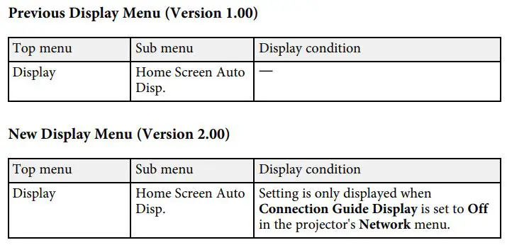 EPSON EB-L255F Power Lite Projector User Guide - Home Screen Auto Disp