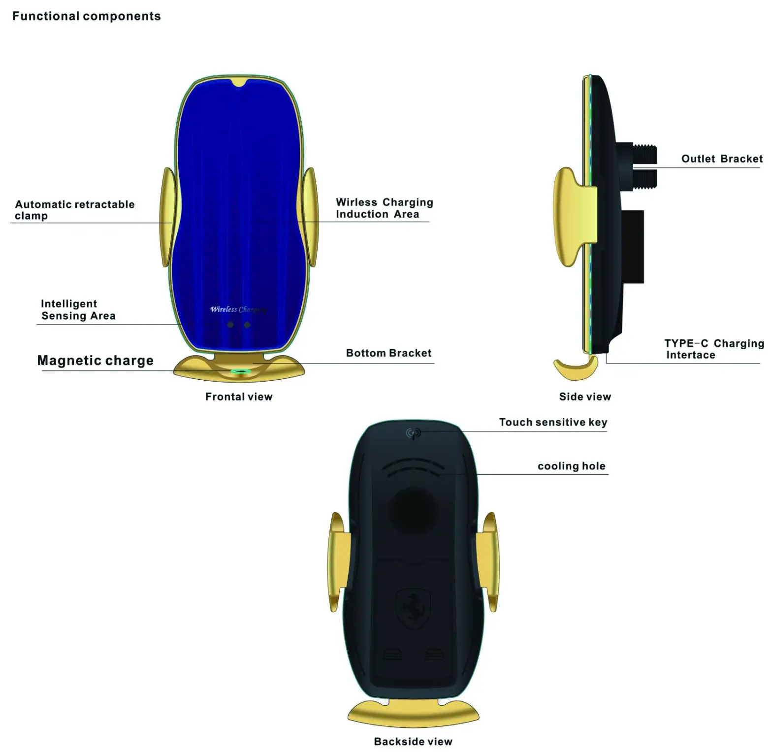 Shenzhen Haoshuo E Commerce H8 Vehicle Wireless Fast Charging - Functional Components