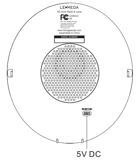 LEMEGA S6 Bluetooth Speaker Clock Radio with Lamp -Back Overview