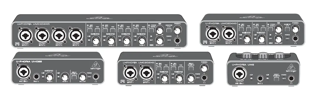 Behringer Umc404hd Usb Audio-midi Interface With Midas Mic Preamplifiers User Guide