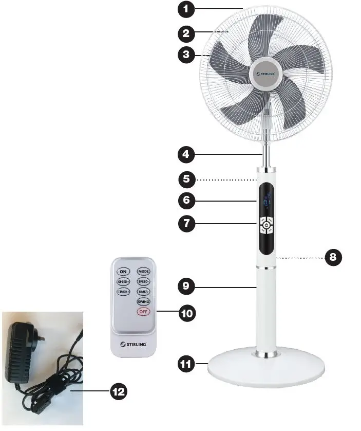 STIRLING FS1-40DCWIFI 40cm DC Pedestal Fan with Wi-Fi Control 1