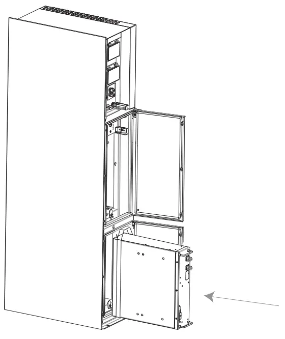 FOX-ESS AIO 3-6kW All-In-One Single Phase Energy Station Installation Guide - Push the battery into the All-in-One as shown in the figure