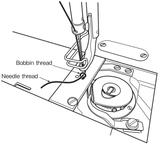 Leading out the bobbin thread