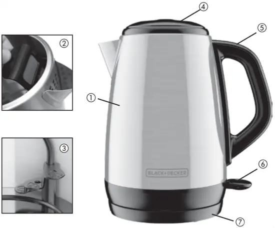 BLACK DECKER KE1700SD 17L Brushed Stainless Steel Cordless Kettle