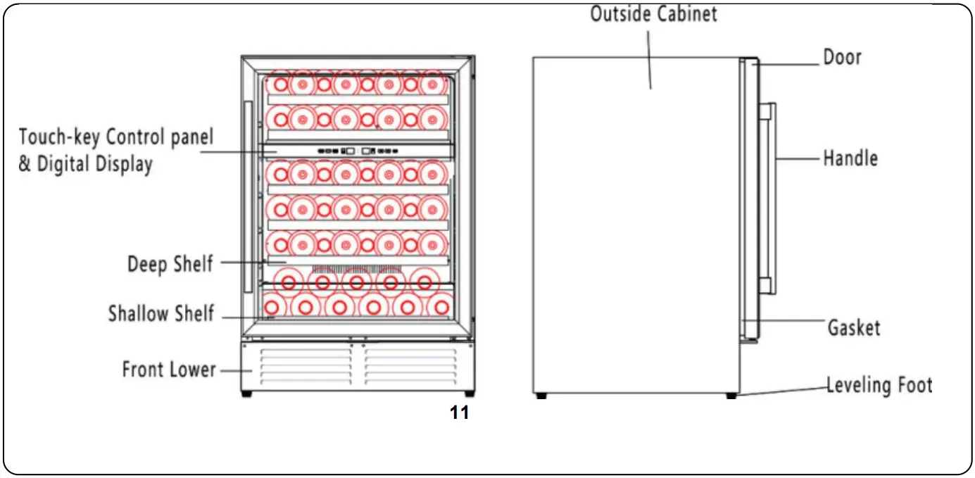 Equator JC 58A 28 Bottle Wine Built In Wine Cooler Refrigerators - FIG 12