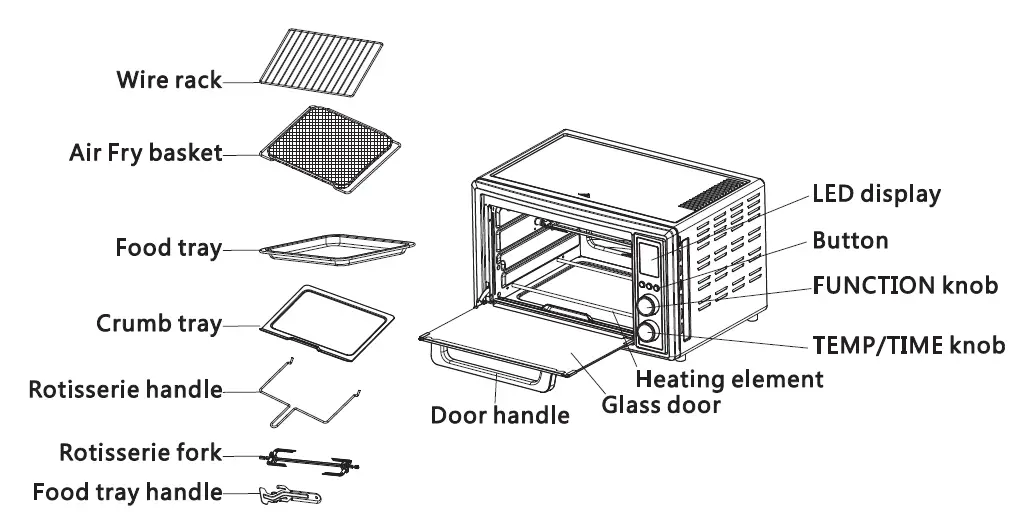 ULTREAN KF1830ELQ-H12A Air Fryer Toaster Oven Combo FIG 1