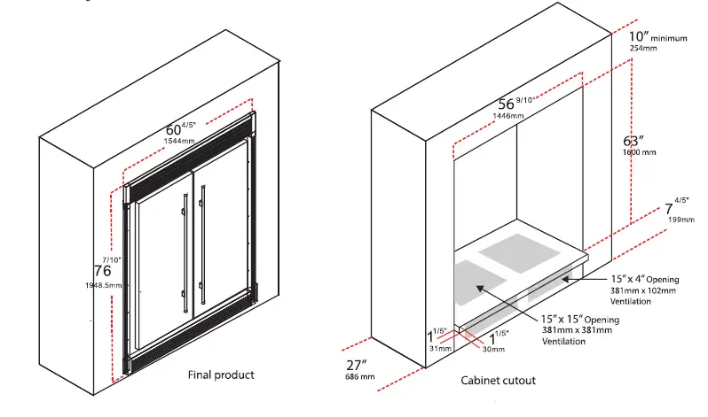 FORNO FFFFD1933-60S Pro Style Refrigerator and Freezer fig 2