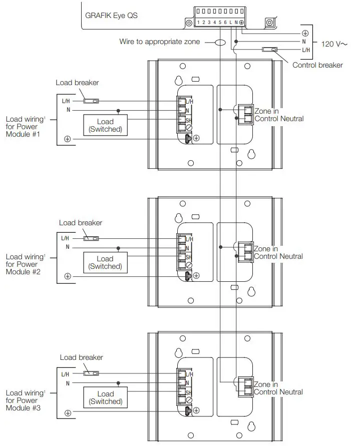 Lutron Switching Power Module User Guide - Wiring Multiple Power Modules to a Single GRAFIK Eye Zone