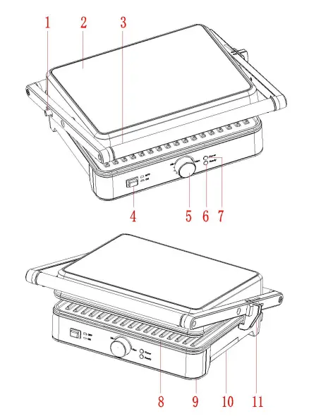 ADEXA KJ-206 180 Degree Panini Contact Grill-1