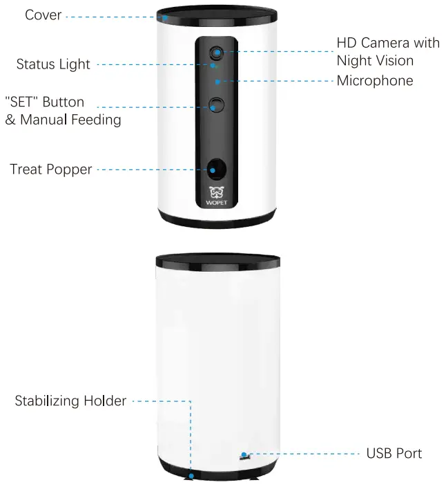 WOPET D01 Dog Treat Camera and Treat Dispenser - Fig 1