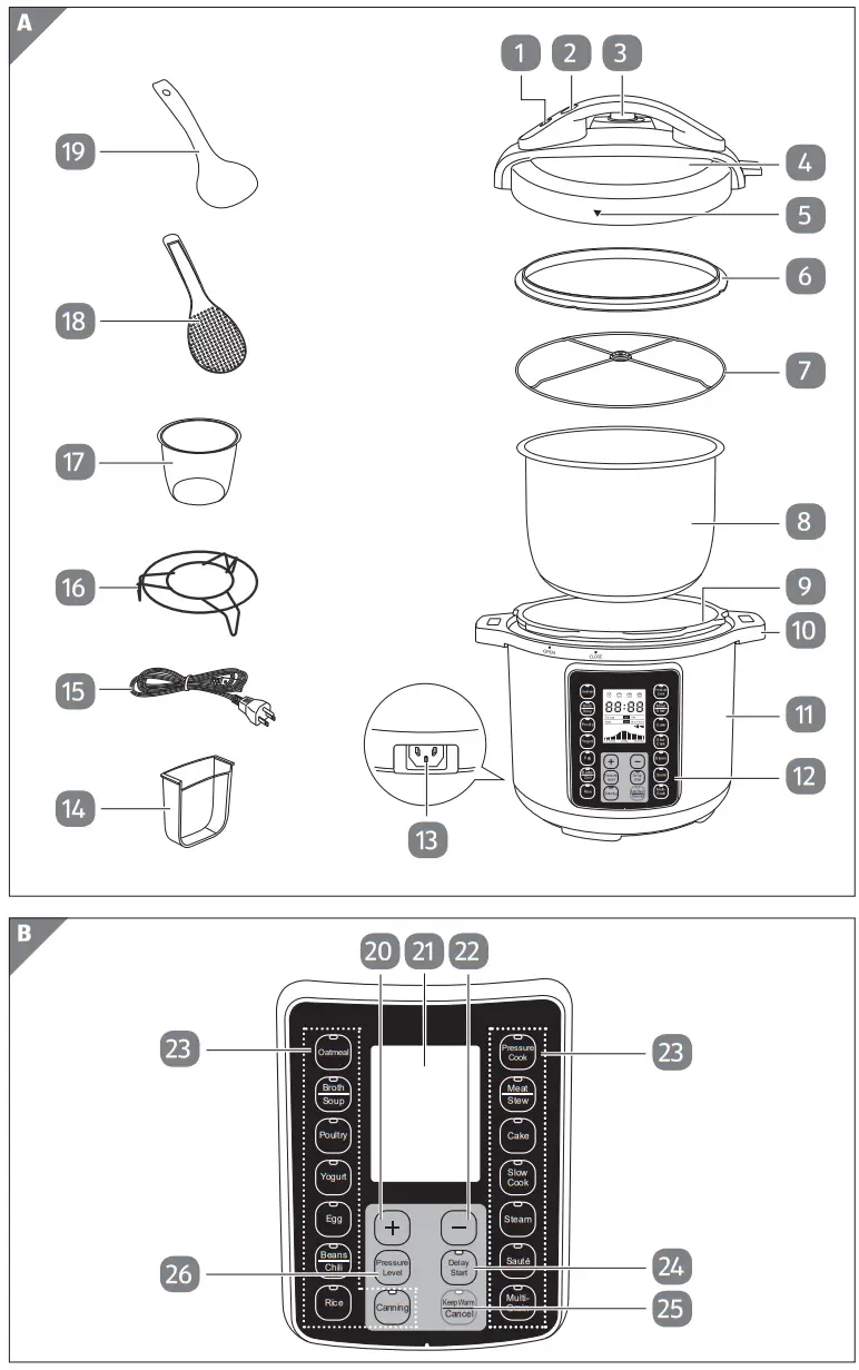 deco chef DG8QTPCG 10-in-1 Digital Pressure Cooker - Fig 1