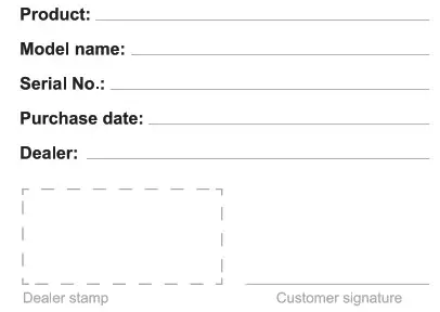 CANYON SB75 Smart Coach Fitness Band - WARRANTY CARD