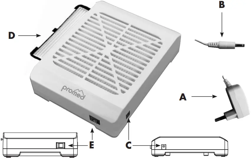 promed Nailfan Mini Tabletop Dust Extractor A01