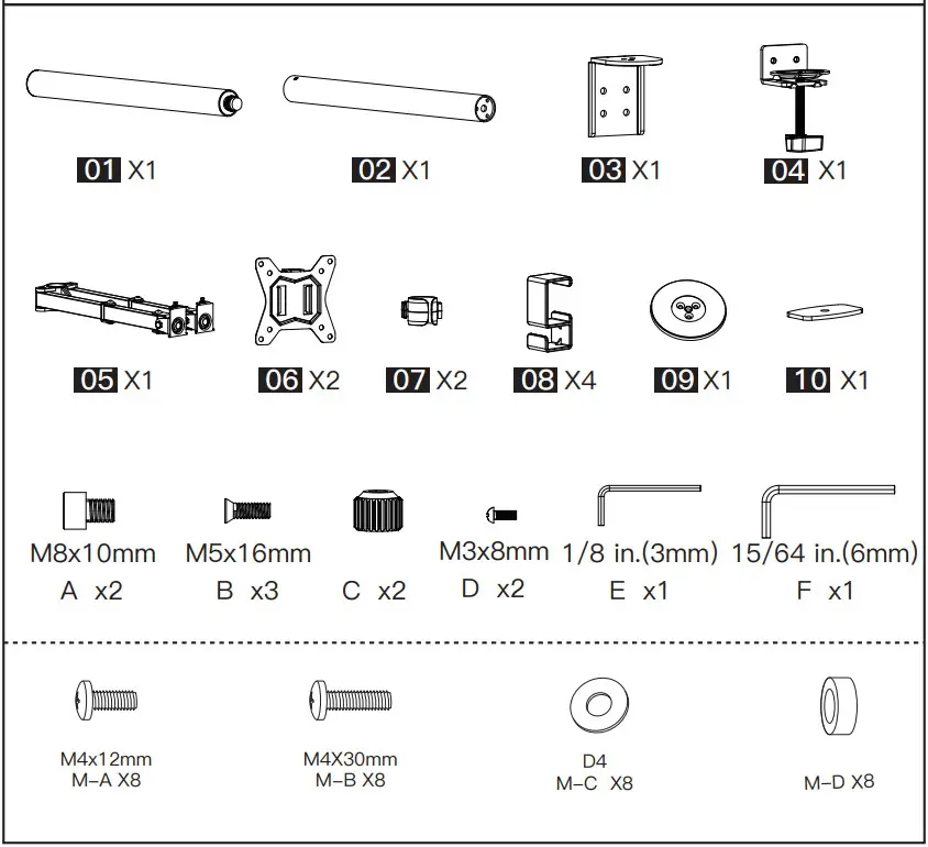 HUANUO HNHM4 13 27 Inch Dual Monitor Stand - Figure 1