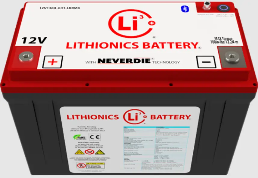 Lithionics Battery 12V130A-G31-LRBM8 NeverDie Compact Series 100 Internal BMS product