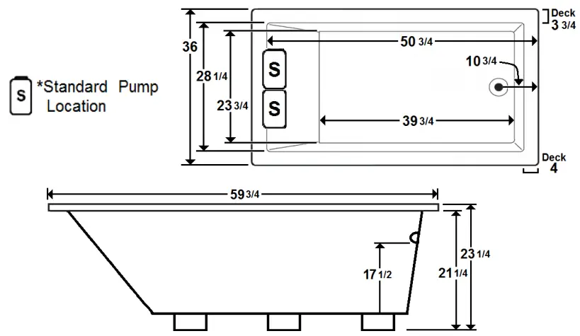 Laurel-Mountain-PARKER-5-60-X-36-Inch-Drop-In-Acrylic-Combo-Bath-FIG 1