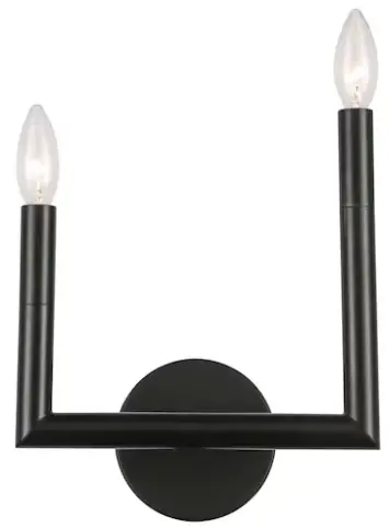 Dainolite NOR-R-112W 2-Light Black Modern-Contemporary LED Wall Sconce