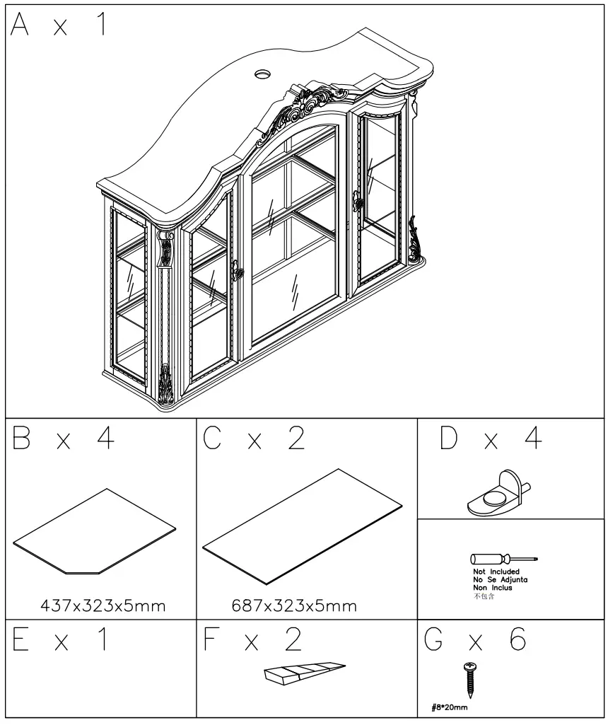 ASHLEY D803 81 Charmond China Top