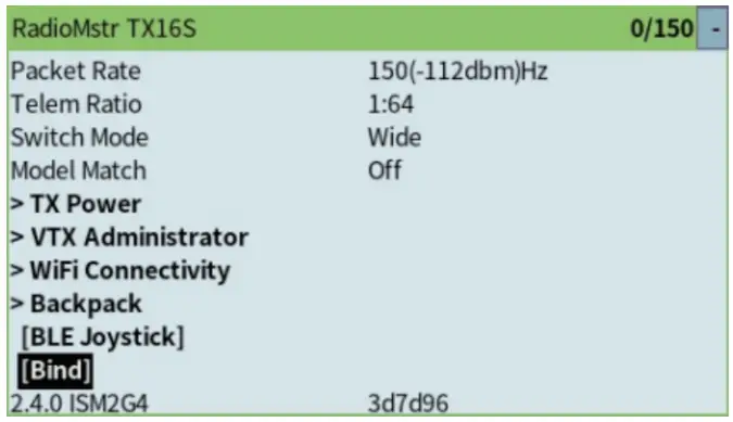 Model and protocol selection (ELRS)