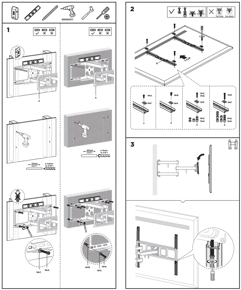 ACT AC8355 TV Wall Mount Full Motion - Mounting