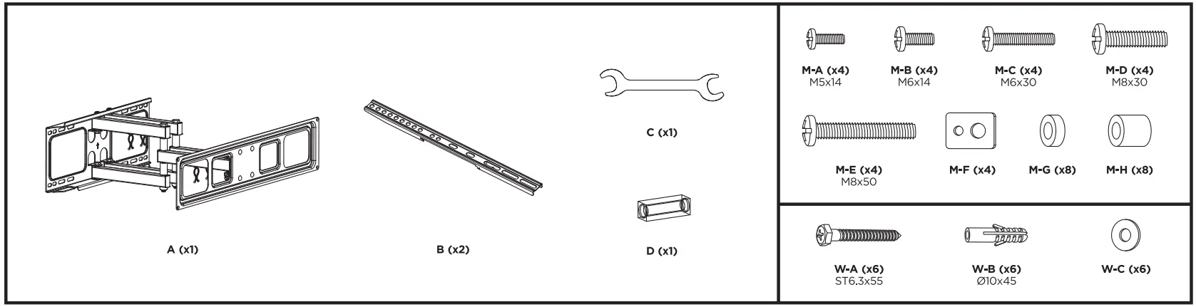 ACT AC8355 TV Wall Mount Full Motion - Tools
